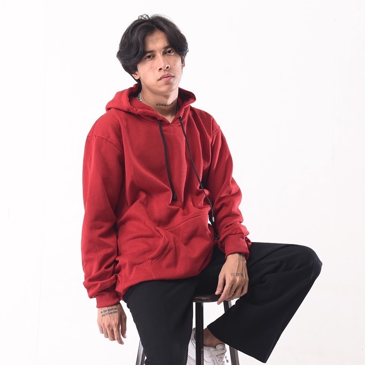 Mcvois Sweater Hoodie Polos Maroon Pria Wanita Premium