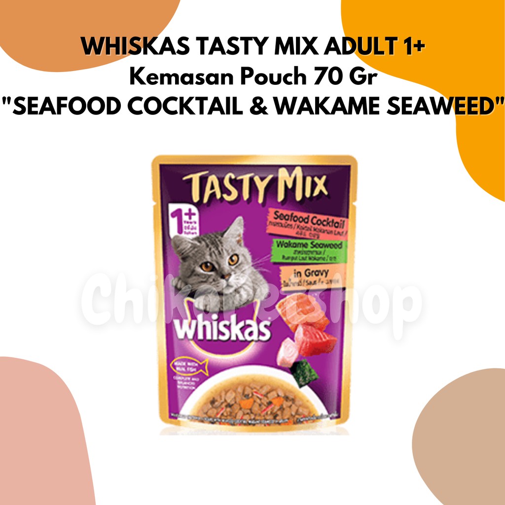 WHISKAS TASTY MIX ADULT 1+ Wiskas Makanan Kucing Dewasa Basah Pouch 70 Gr