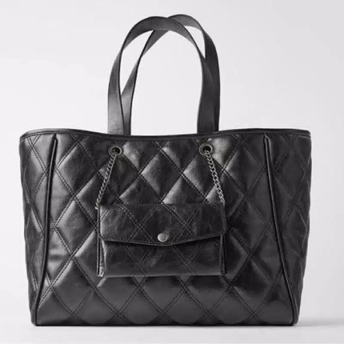 Tas Zara Quilted M Tote With Mini Crossbody Wanita Original