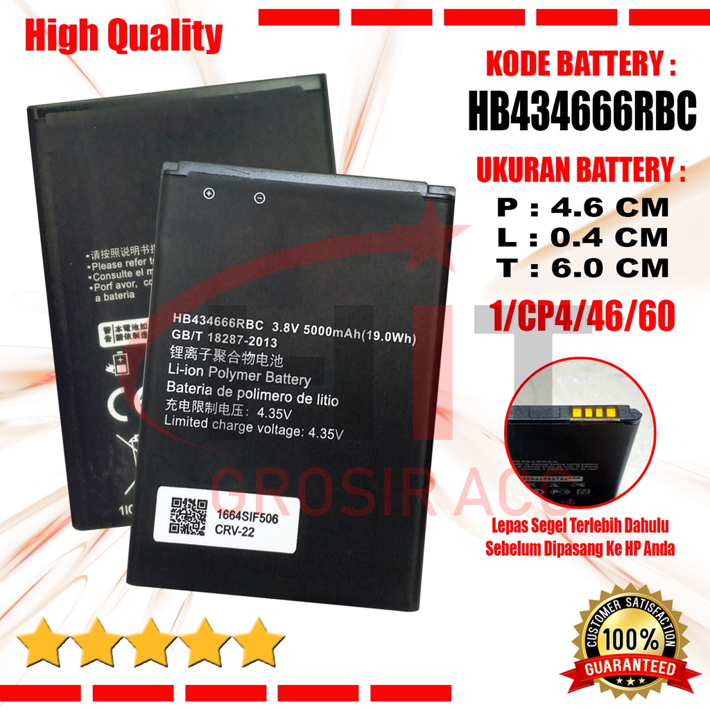 Baterai Battery For Huawei Bolt Slim 2 E5577 E5573 Kode HB434666RBC