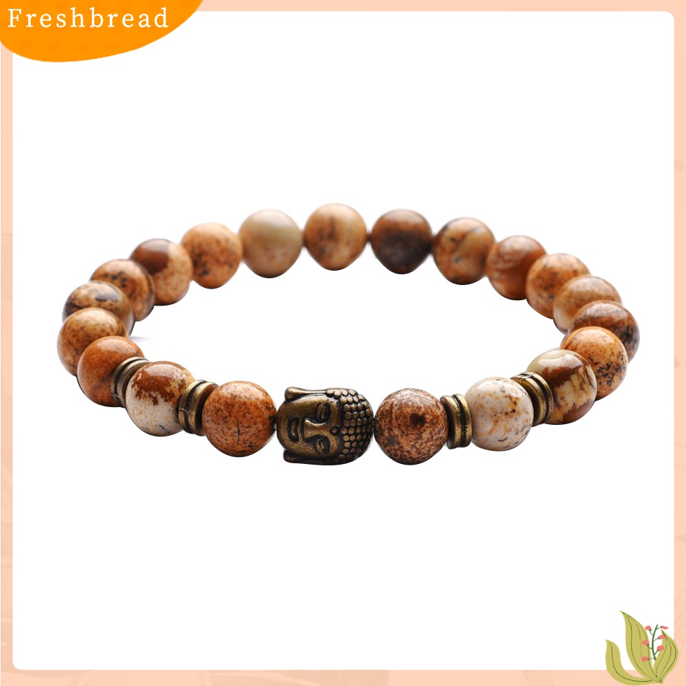 [TERLARIS]2Pcs/Set Vintage Unisex Beads Buddha Head Yoga OM Pendant Bracelets Jewelry Gift