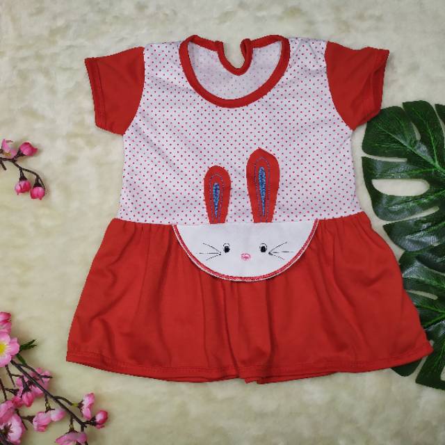 Dress Anak Perempuan Size 9-18bulan gambar Bunny / Pakaian Anak Perempuan / Baju Harian Anak Cewek