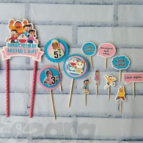 topper cake doraemon/topper cake custom/topper cake popup