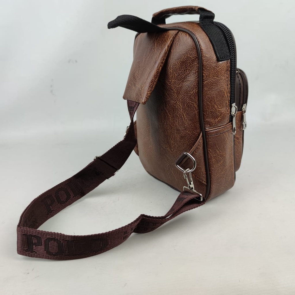Tas Pundak Kulit Sintetis Import Tebal Anti Air Original Polo Amstar Slingbag Tas Selempang Bahu