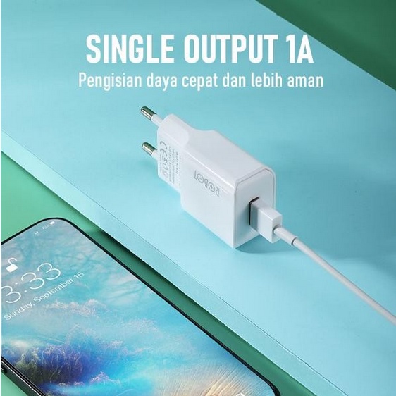 Robot RT-K10 / RT-K4 Charger 1A Single Usb - Adapter Kepala Charger Robot RT-K4 / RT-K10 Support for Android Vivo Samsung Xiaomi