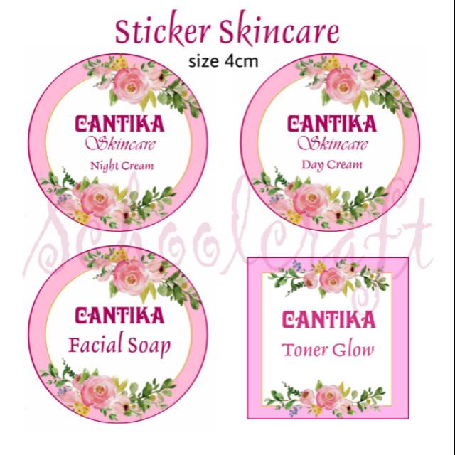 

(ISI 100PCS) STICKER SKINCARE PINK MURAH