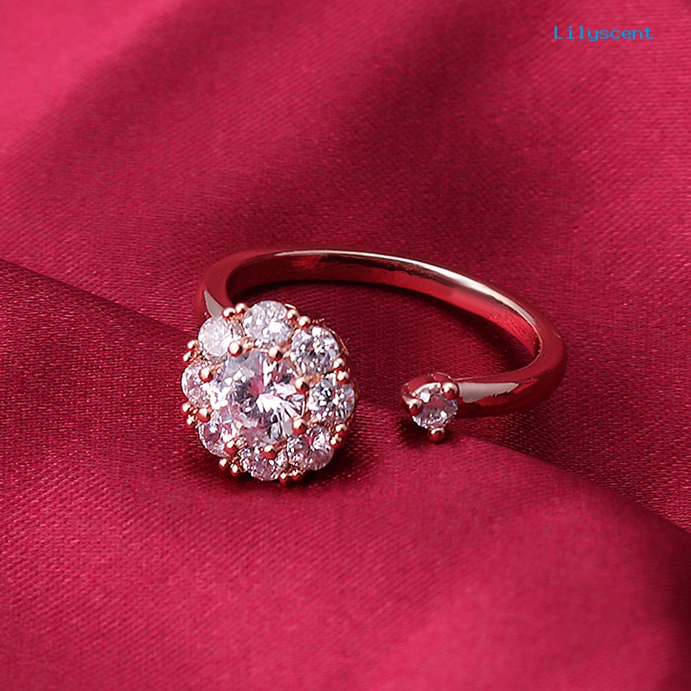 Ls Cincin Wanita Model Terbuka Desain Cubic Zircon Untuk Pesta / Hadiah