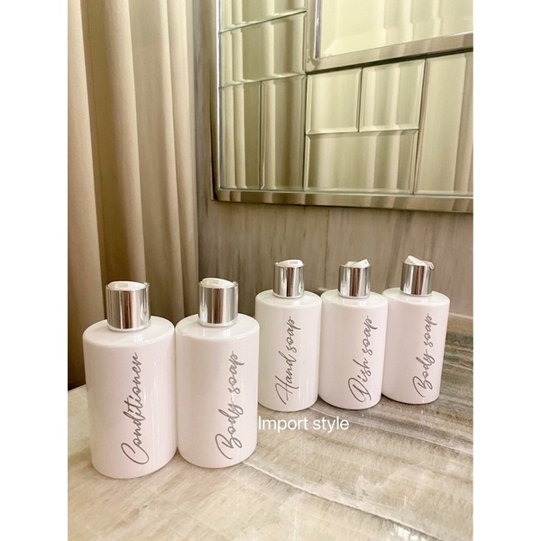 botol PUTIH EXCLUSIVE 250ml silver . aesthetic bottle minimalist refill organizer tempat sabun cair pump estetik