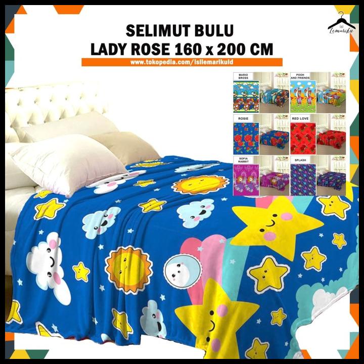 Selimut Bulu Halus 3D Lady Rose Aneka Motif / Selimut Anak Karakter