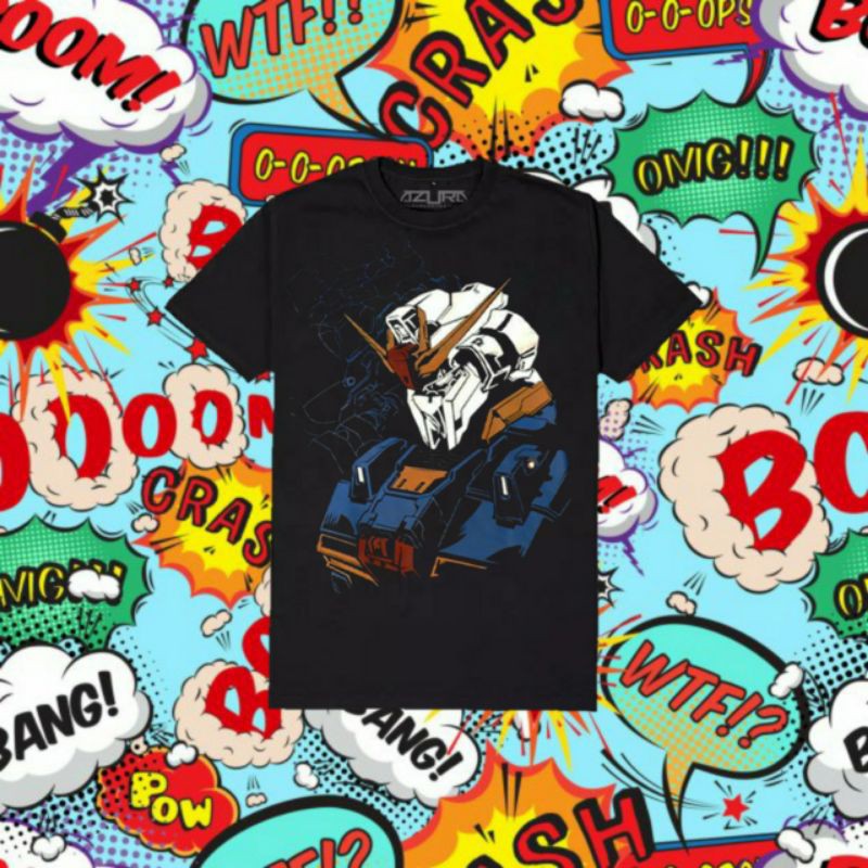 kaos azura glow in the dark GUNDAM ZZ 2 GLOW - HITAM