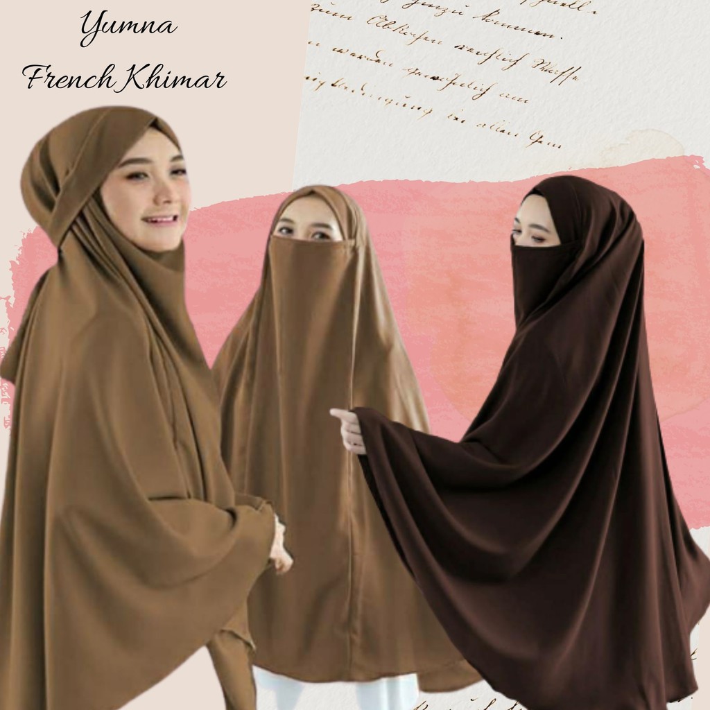 French Khimar Niqab Pinguin Tanpa Lengan yumna Syari Jumbo uk 100x120 Bahan Diamond Issabel Premium-1