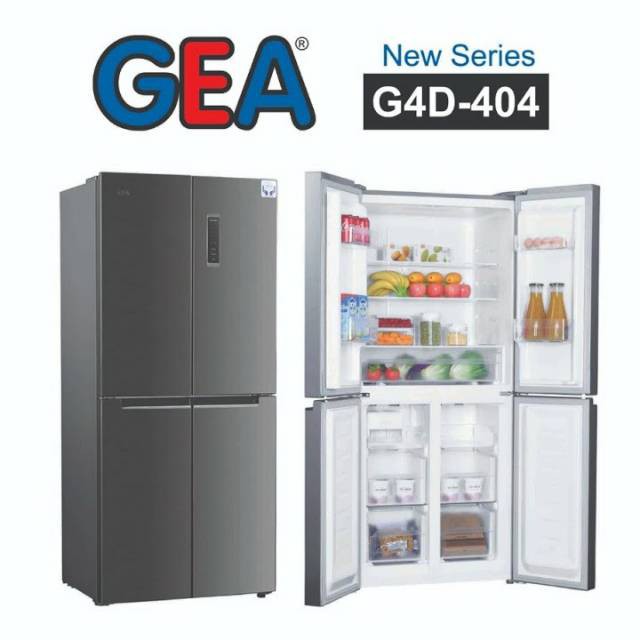 GEA SIDE BY SIDE LEMARI ES KULKAS 404L INVERTER G4D404BK / G4D404INOX