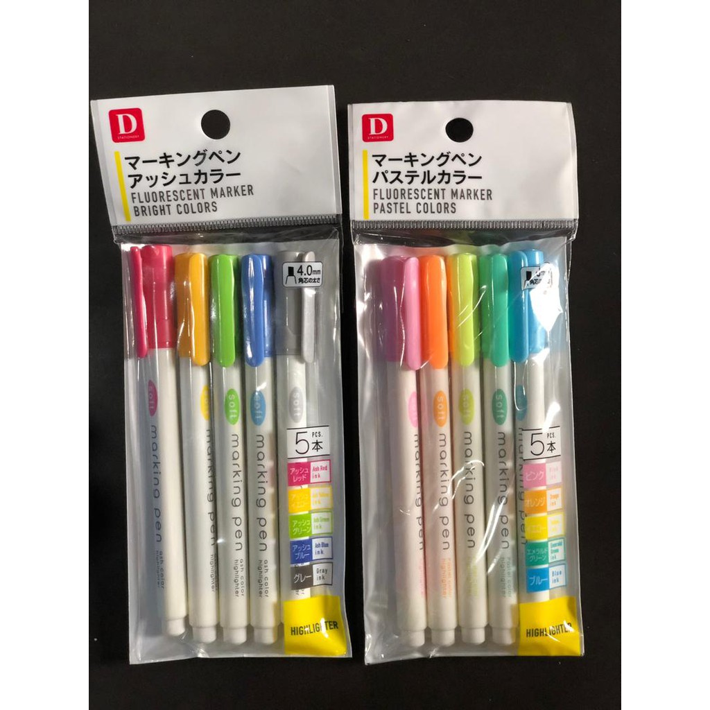 

Daiso Fluorescent Marker Highlighter Pastel Bright Colors - PasteL