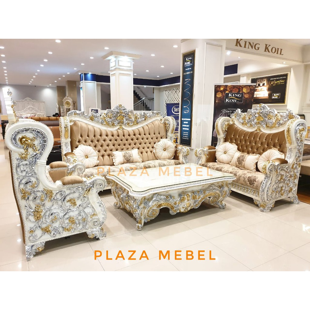 Set Sofa Kursi Tamu Sultan Classic Barca 321 + Meja Tamu