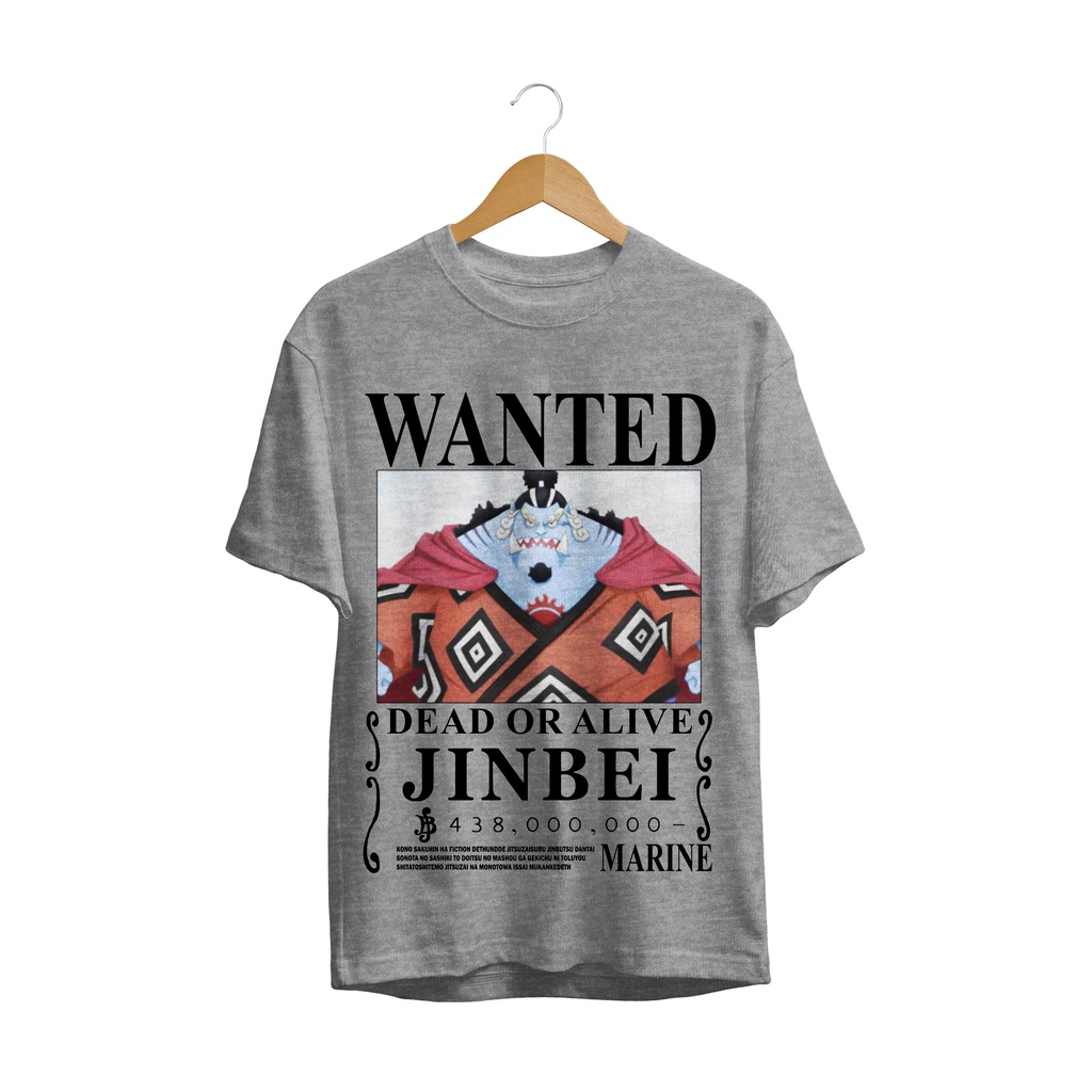 T-SHIRT BAJU ANIME ONE PIECE WANTED MUGIWARA JINBEI