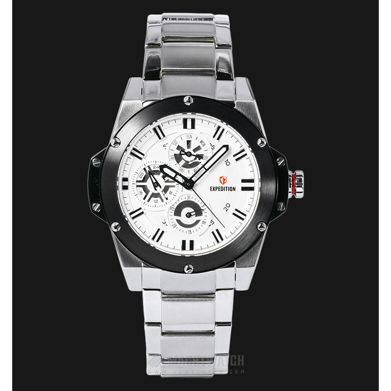 Expedition E 6696 BF BTBSL Ladies Sport White Dial Stainless Steel Watch