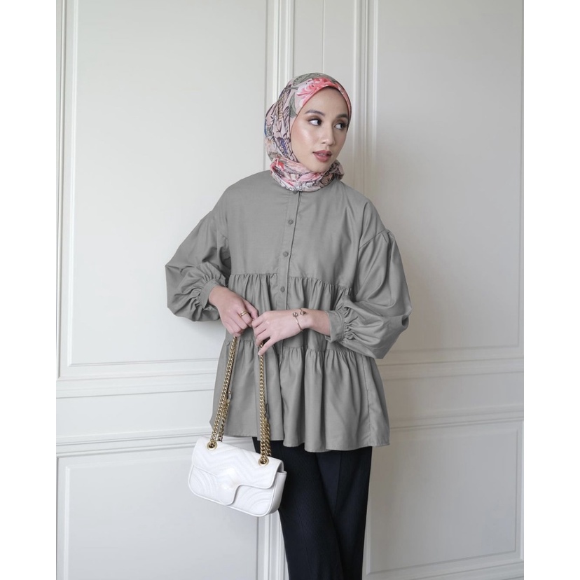 LUCKY - Kemeja Blouse Wanita Polos Renata Full Kancing