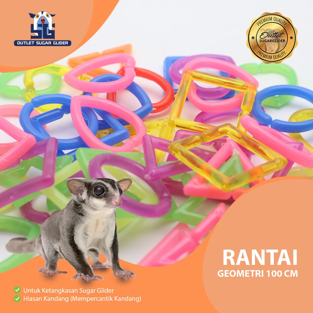 Mainan Sugar Glider Rantai Geometri Penghias Kandang