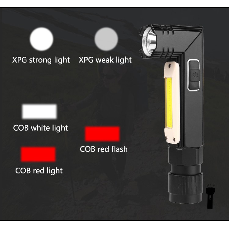 Pocketman Senter LED Rotatable Head Magnetic Tail XPG+COB 10000 Lumens - 3189A - 7RFL0NBK Black