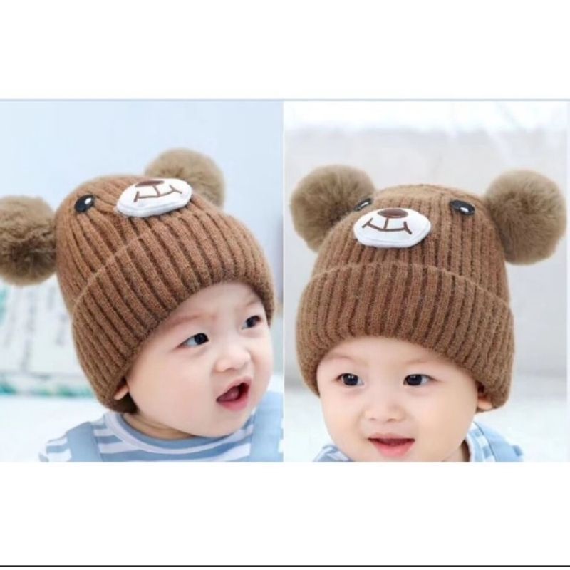 Topi Rajut Bayi Bear 3D Lucu Premium Style Cowok Cewek