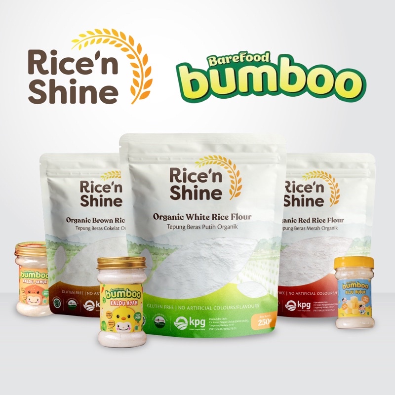 Paket hemat Rice ‘n Shine tepung beras &amp; Bumboo kaldu MPASI