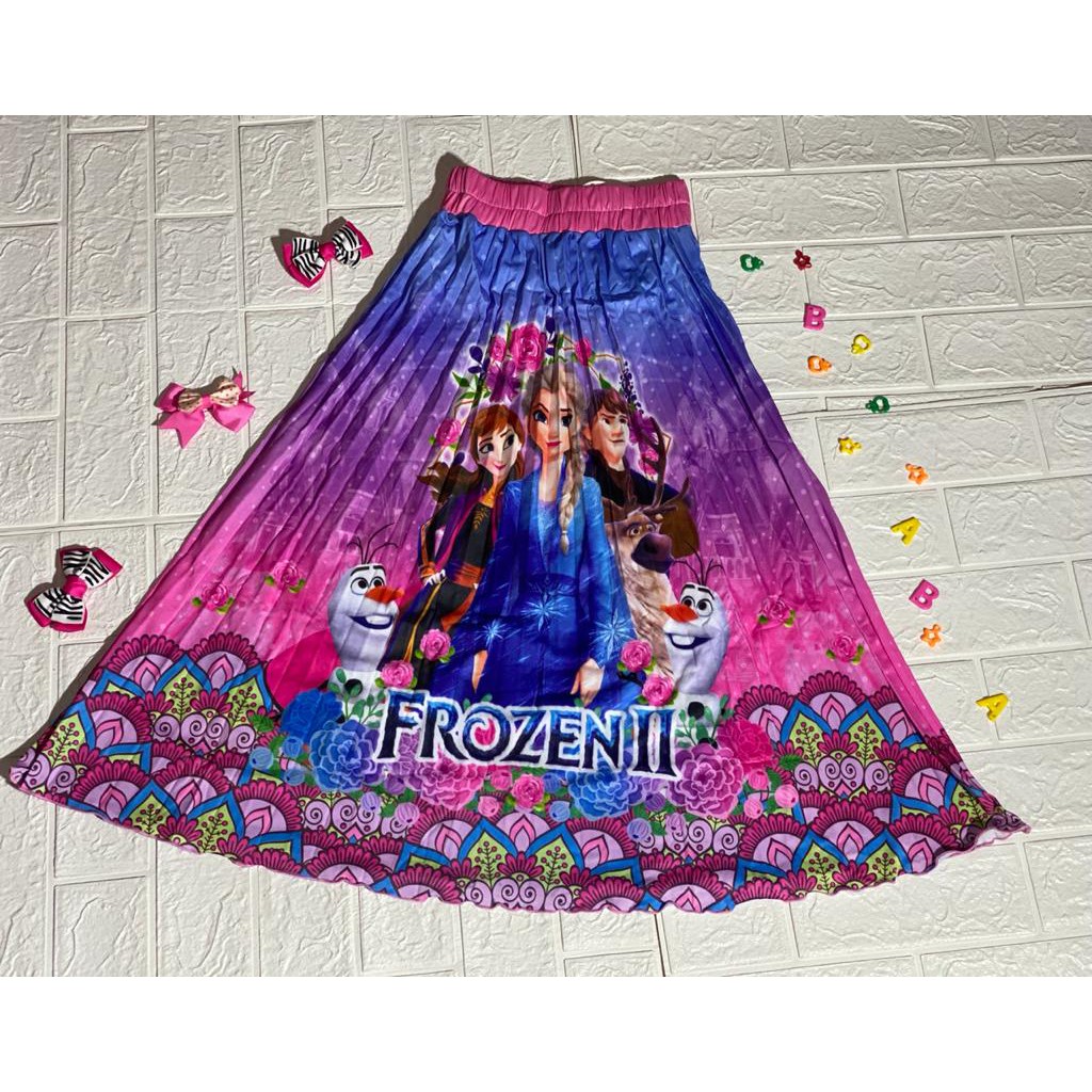 Rok Plisket Anak Karakter Motif Printing Import 5-8T