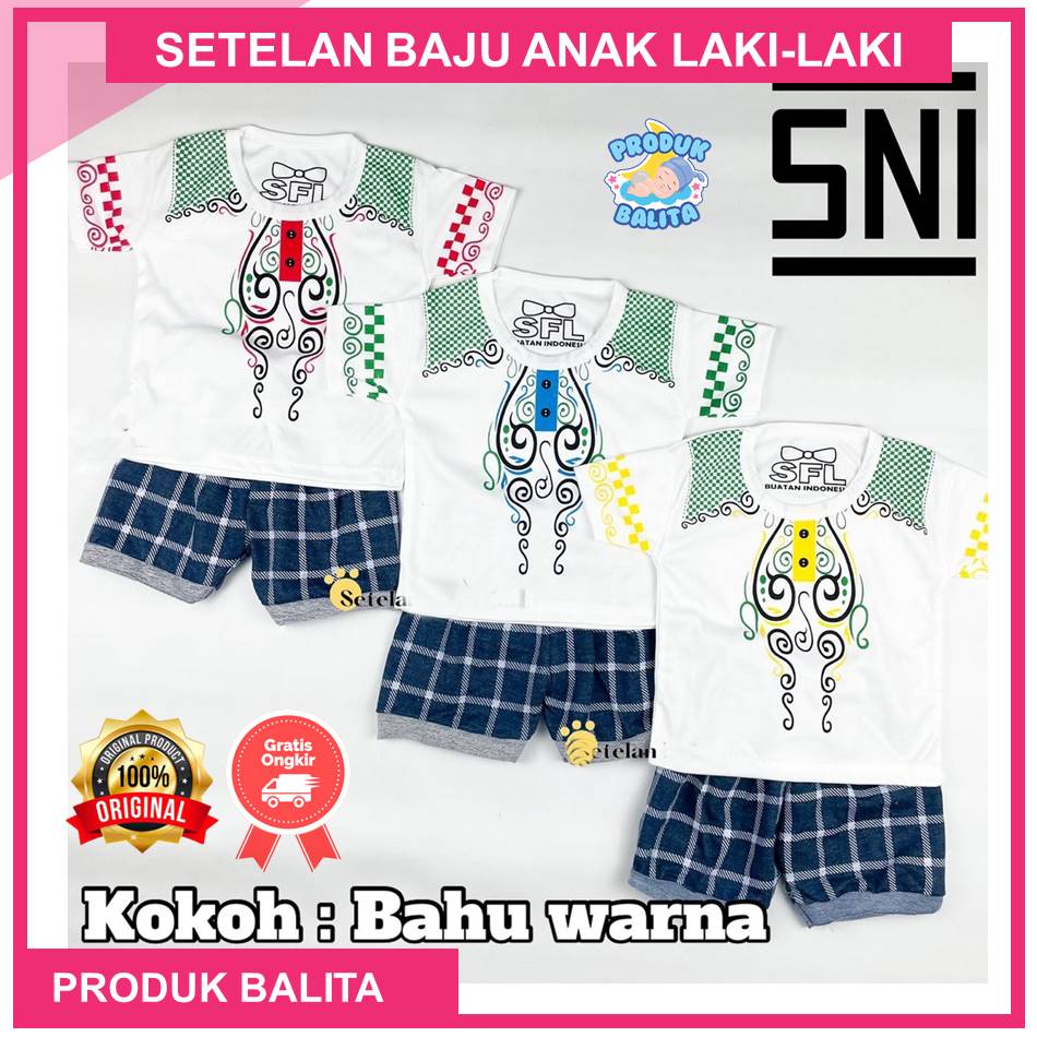 Setelan Baju Anak Bayi Kekinian Baby Cowok 0-12 Bulan Set bayi Laki-laki Terlaris