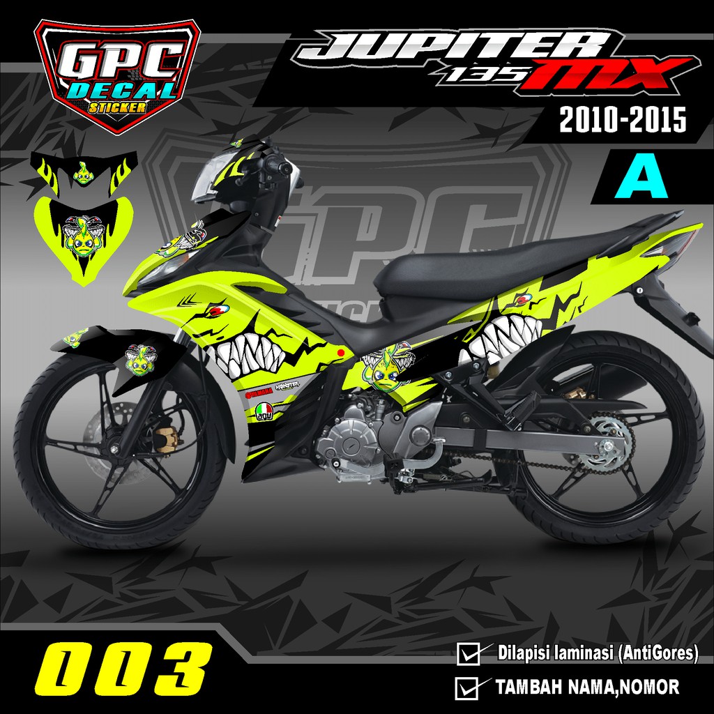 Decal Sticker Variasi Fullbody Jupiter Mx 135 New 2010/2015 003-Dekal Stiker Jupiter Mx Desain Shark
