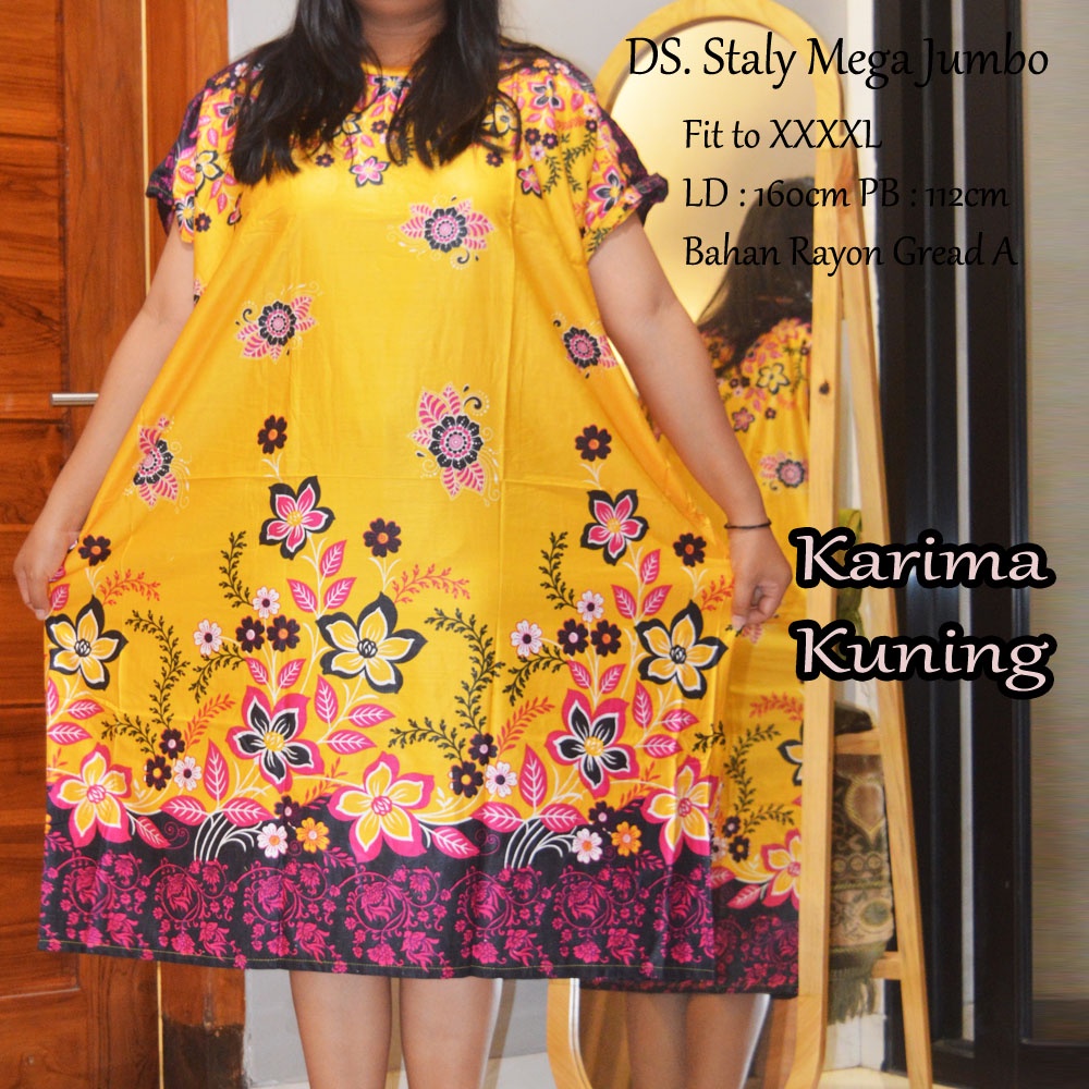 Daster Mega Jumbo Staly LD 160cm || Daster Jumbo Murah-Karima Kuning A