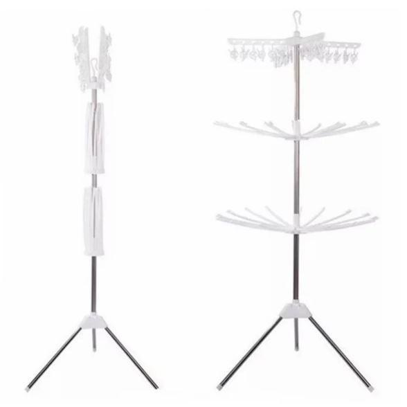 Jemuran Baju Bulat 3 Susun - Bisa Dilipat - Dengan Jepitan - Cocok Kualitas Terbaik