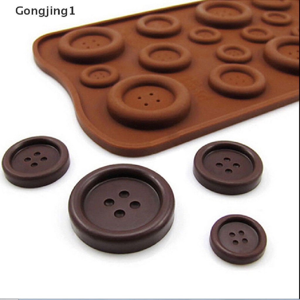 Gongjing1 1pc Cetakan Fondant / Cokelat Bentuk Kancing Bahan Silikon Untuk Dekorasi Kue DIY