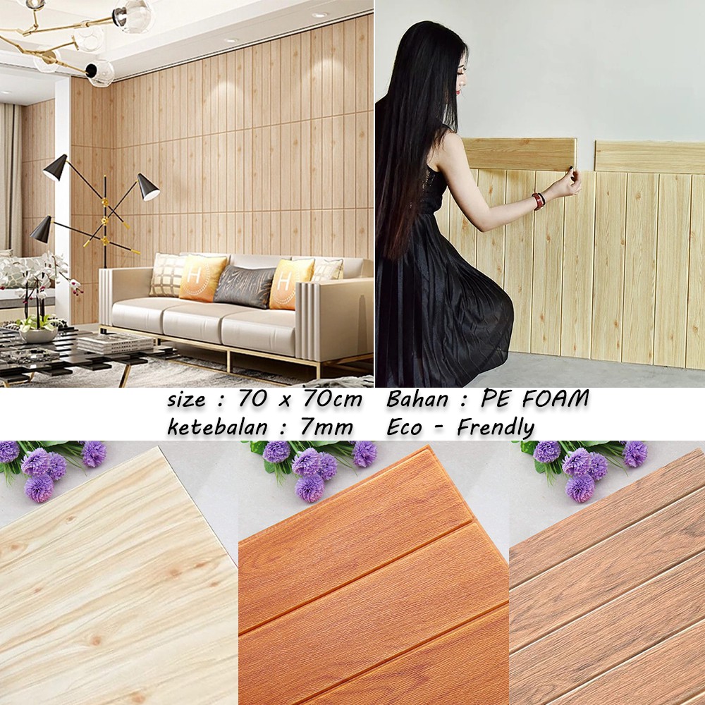 Wallpaper dinding Foam  3D Kayu  70x70cm KAYU  FOAM  Brick 