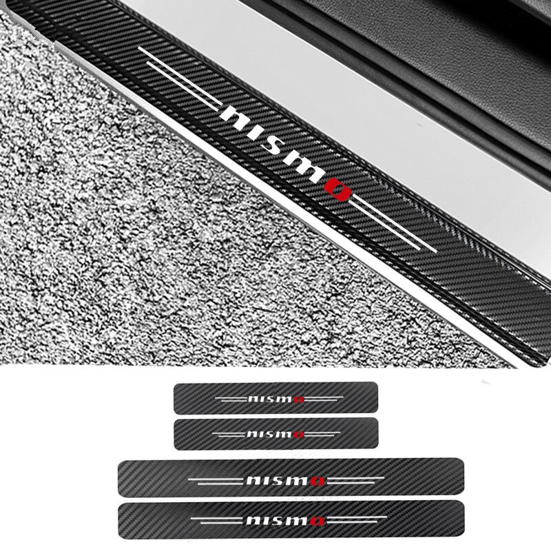 4pcs Stiker Carbon Fiber Untuk Pintu Mobil Nissan March Juke Terrano Gtr Livina Skyline Serena