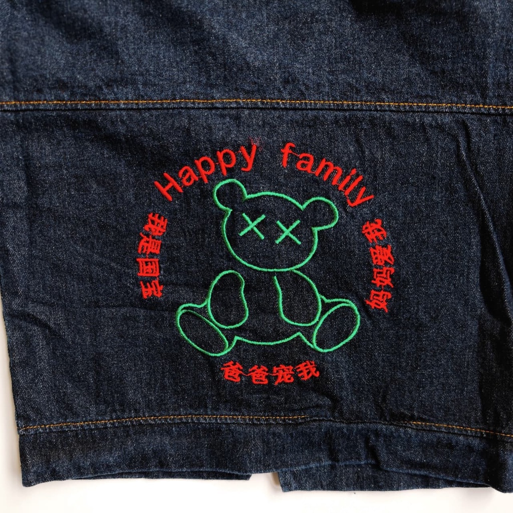 Promo !! Setelan baju anak cowok / setelan 3in1 denim happy mina ukuran 2-6tahun / Setelan anak import keren
