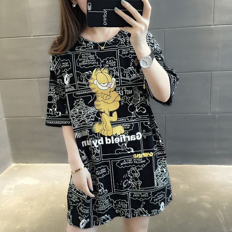 MDLV ~ 2030# Garfield Fun Oversize Tee Overaize Premium Oversize Import Atasan Big size Kaos Oversize Import Fashion cewek Fashion Wanita Fashion Import