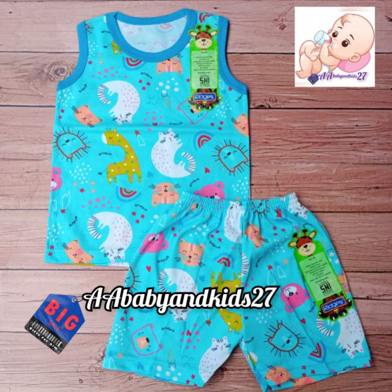 SATUAN!!!RIDGES SETELAN BAYI LENGAN KUTUNG UKURAN S M L XL MOTIF RANDOM