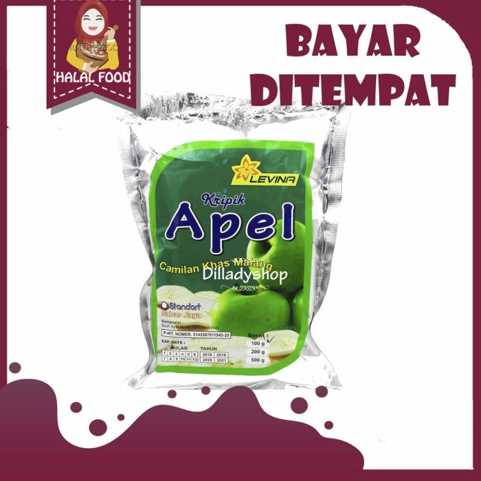 

500 Gram Keripik Buah Khas Malang Nangka Apel Nanas Salak Non Cod - APEL, 500 GRAM