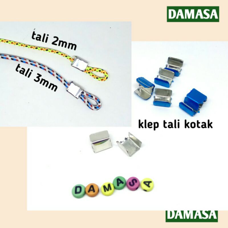 (10 pcs) klep penjepit tali bentuk kotak | klem tali untuk 2mm-1cm