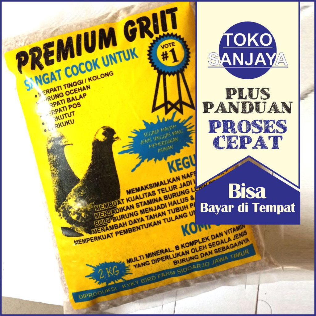 Premium Griit 2Kg Pakan Burung Merpati Kolong Perkutut Derkuku Asinan Grit Tulang Sotong Cangkang