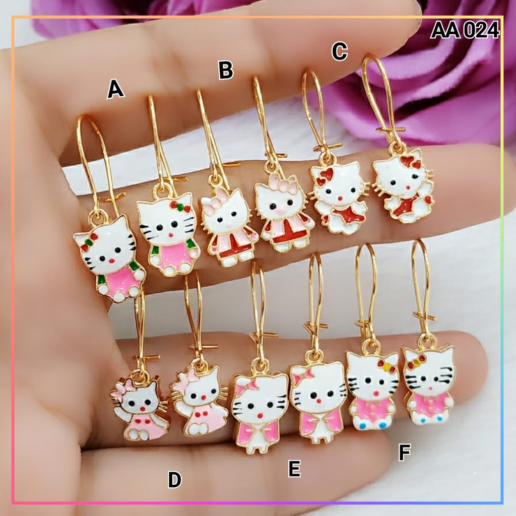 Anting xuping anting anak karakter hello kitty pink lucu perhiasan anak lapis emas gold AA 024