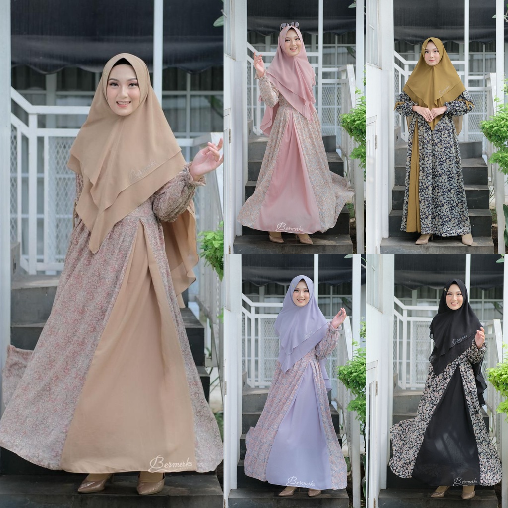 GAMIS CERUTY BABYDOLL KARMILA DAN ALANA VANIA ORI BERMERKS SYARI MOTIF BUNGA MAWAR QISA ELZATA POLKADOT