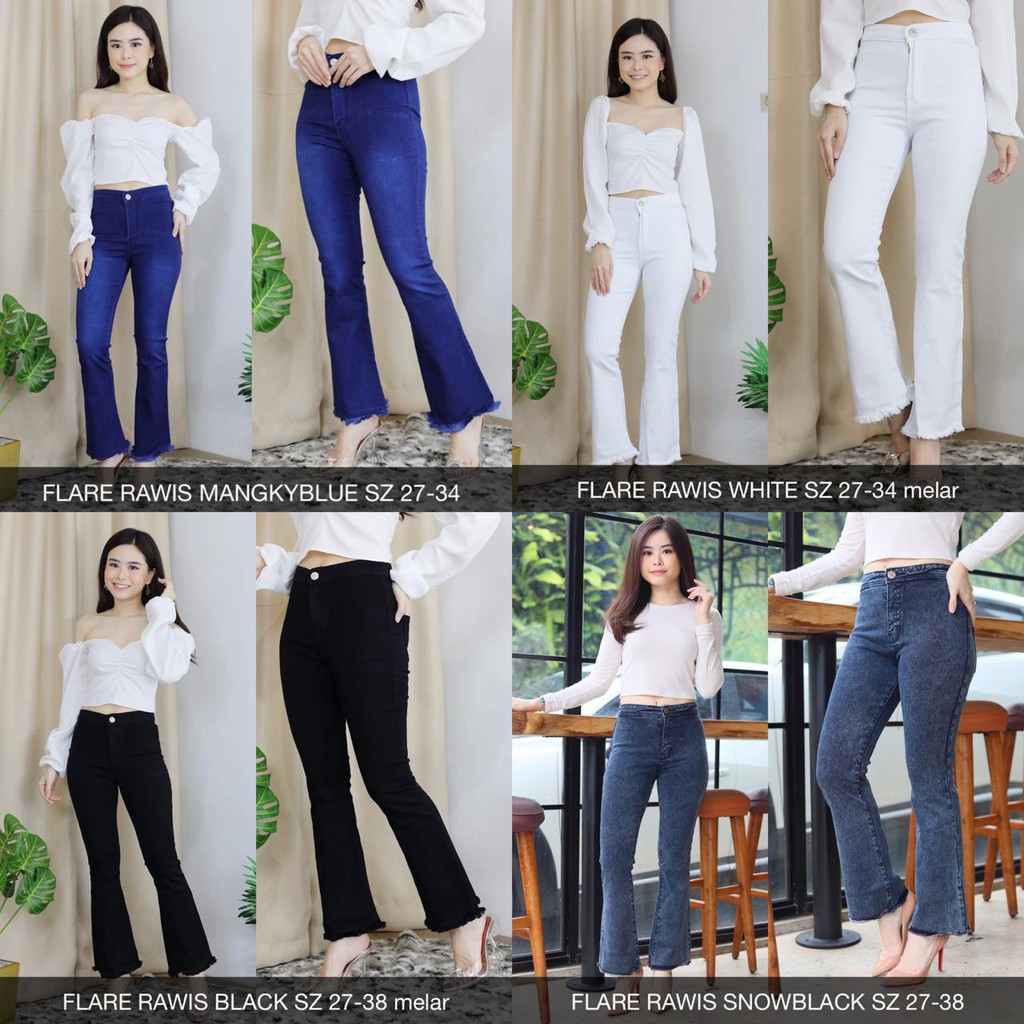 CELANA JEANS WANITA HW FLARE RAWIS SERIES