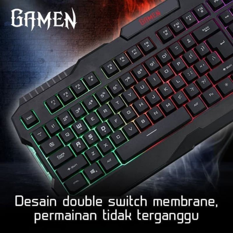 GAMEN GK100 Rainbow Backlight Gaming Keyboard Black