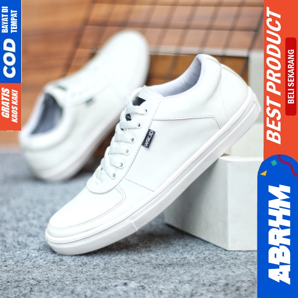 Sepatu Sneakers Pria Sepatu Casual Pria Kulit Pu Sepatu Kerja Kuliah Kondangan Sepatu Hitam Pria MANLY ABRHM