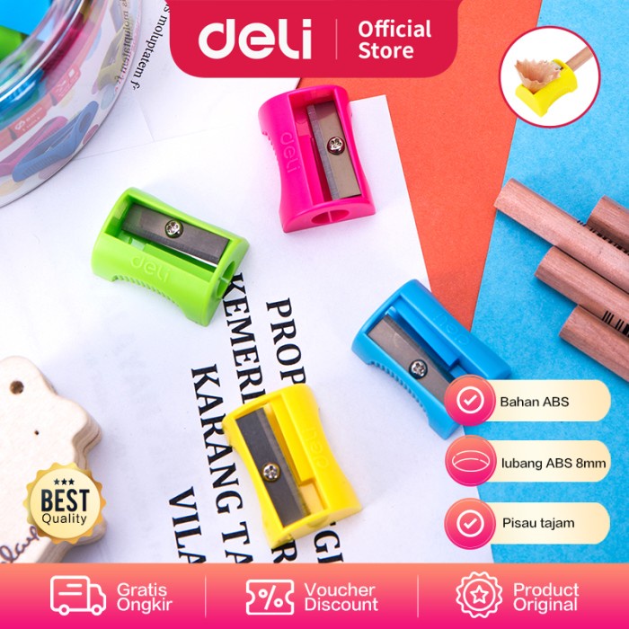 

Terlaris Deli E0531 Pencil Sharpener/Rautan-1-hole ABS φ7mm 4C