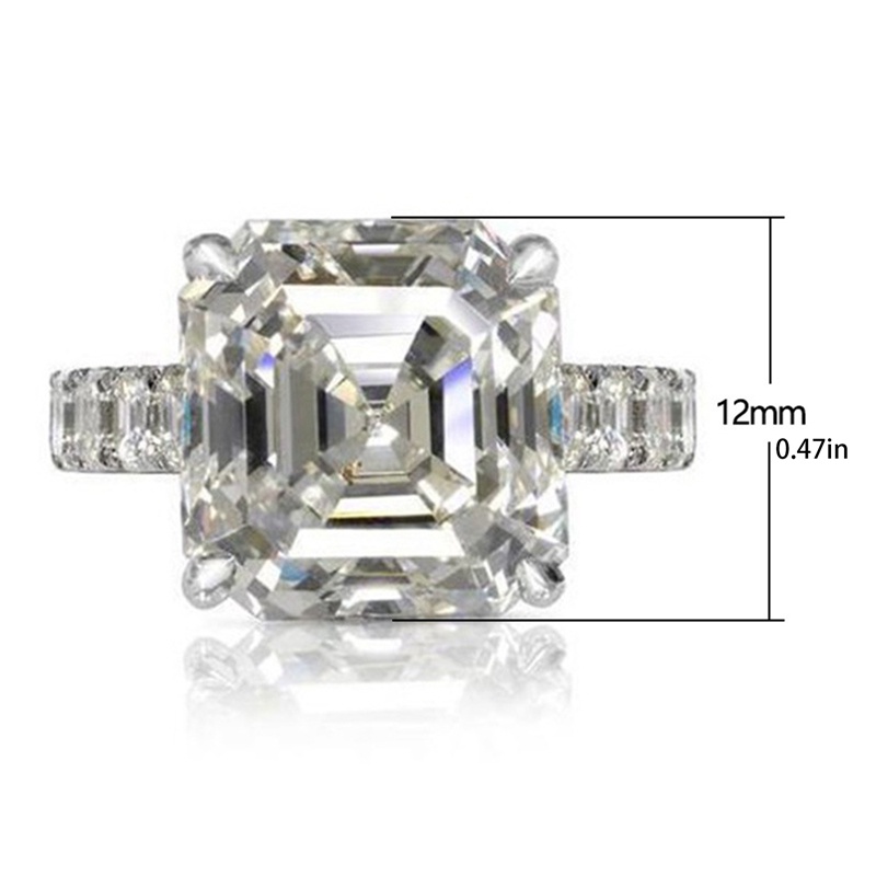 Cincin Wanita Bentuk Kotak Geometris Bahan Cubic Zirconia Untuk Pernikahan