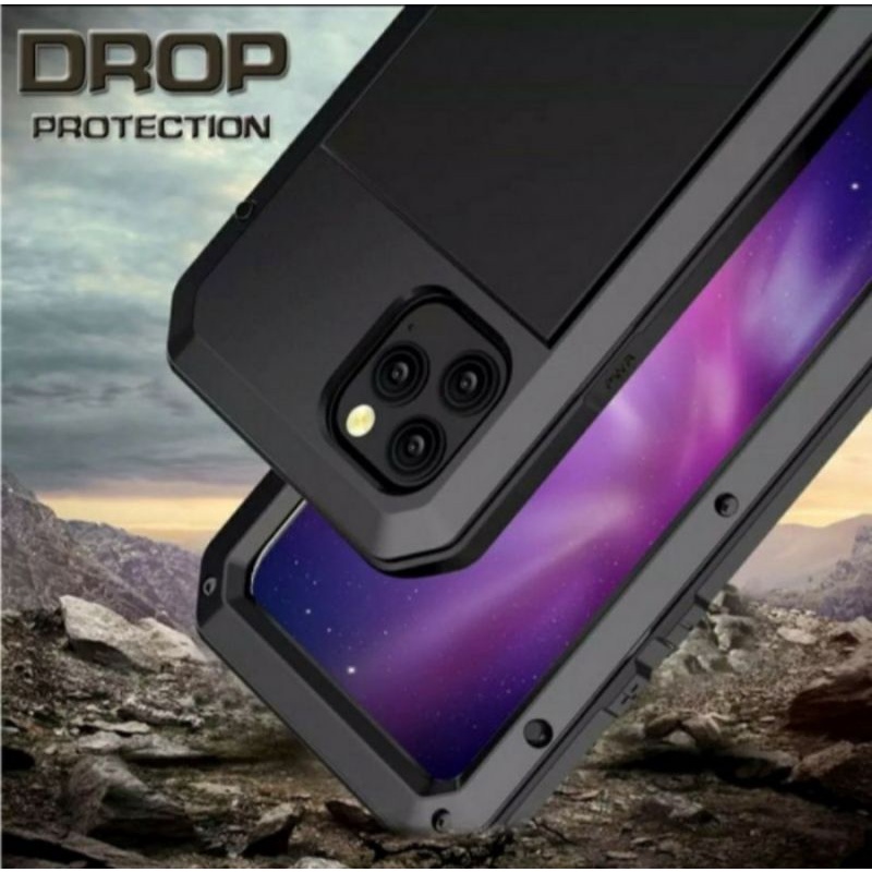 GoodCase - Hard Case iPh 13 Pro/ 13 Pro Max | 12/ 12 Mini/ 12 Pro 6.1 | 11/ 11 Pro/ 11 Pro Max Lunatik Taktik Case Gorilla Glass Full Black