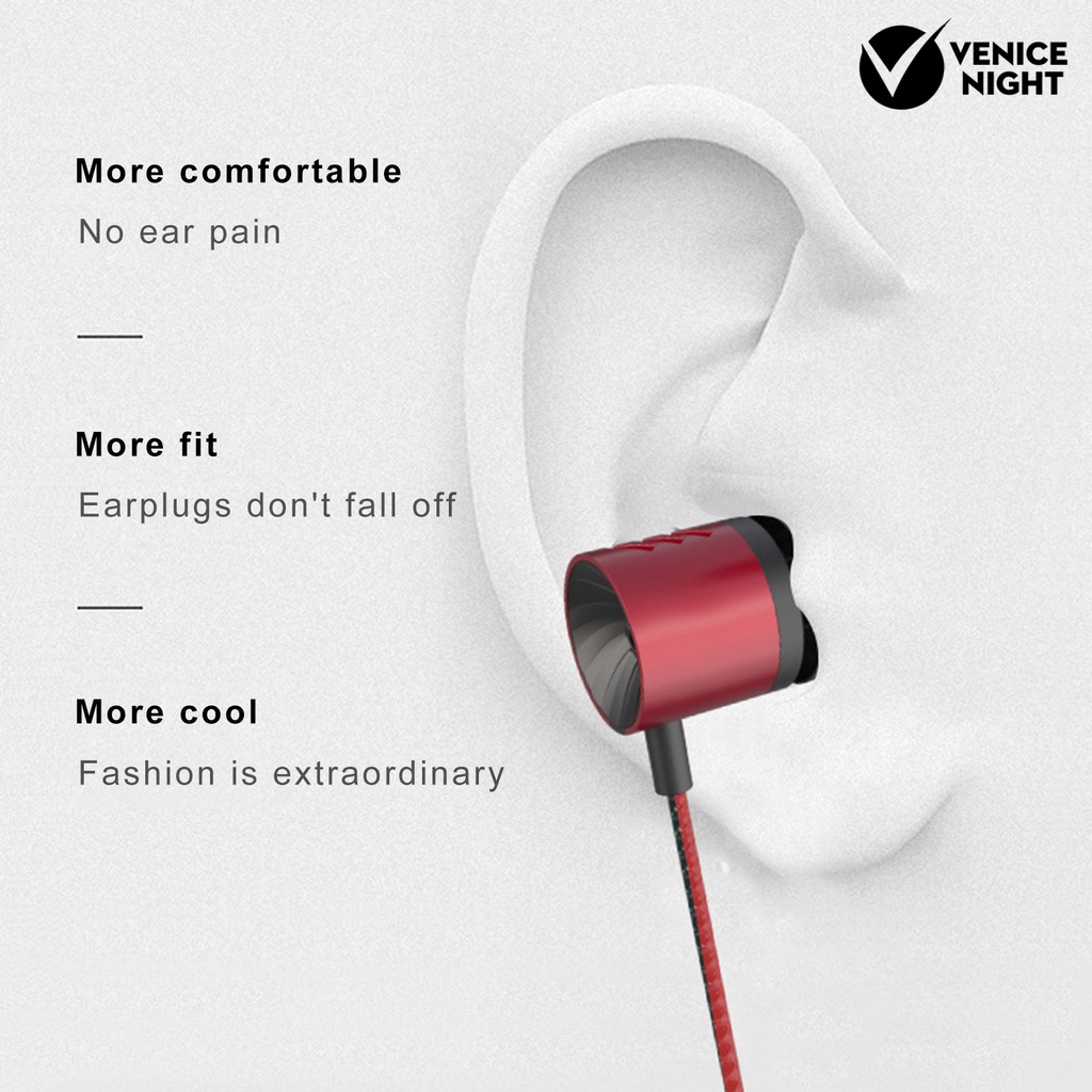 (VNEP) (Berkabel) Headset Earphone Earbuds Sport In-ear Bass Kuat Noise Canceling Ergonomis Jack 3.5mm Untuk Gaming / Lari