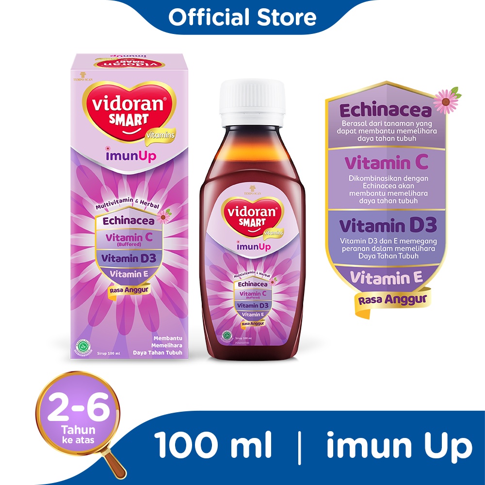 vidoran Smart imunUp Anggur Sirup 100 ml Vitamin Anak – 2 pcs