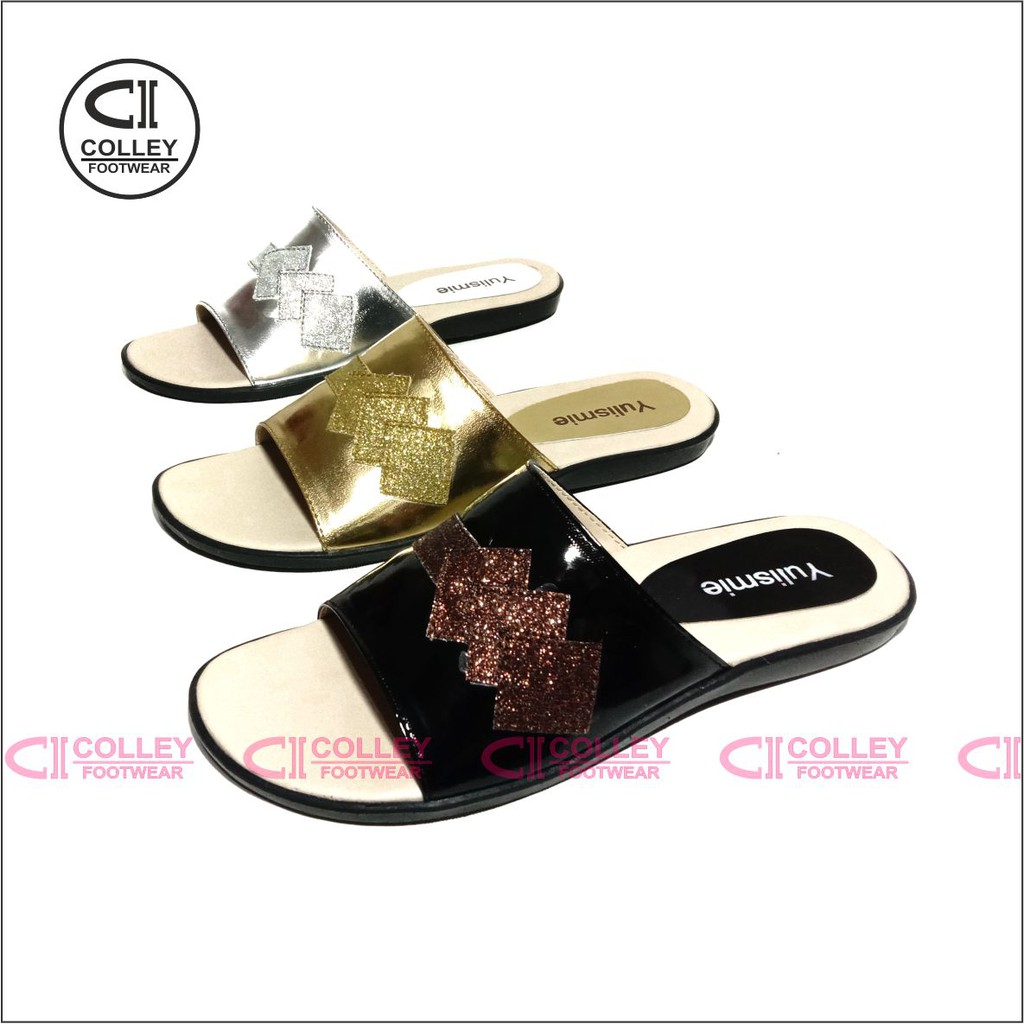 COD - SANDAL FLAT WANITA BAN 1 / GLOSSY / SANTAI / GLOWING / FLT-SBW-033